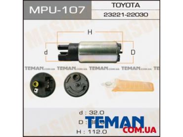 MASUMA - MPU107 Бензонасос електричний (+ сіточка) Toyota (MPU-107) MASUMA